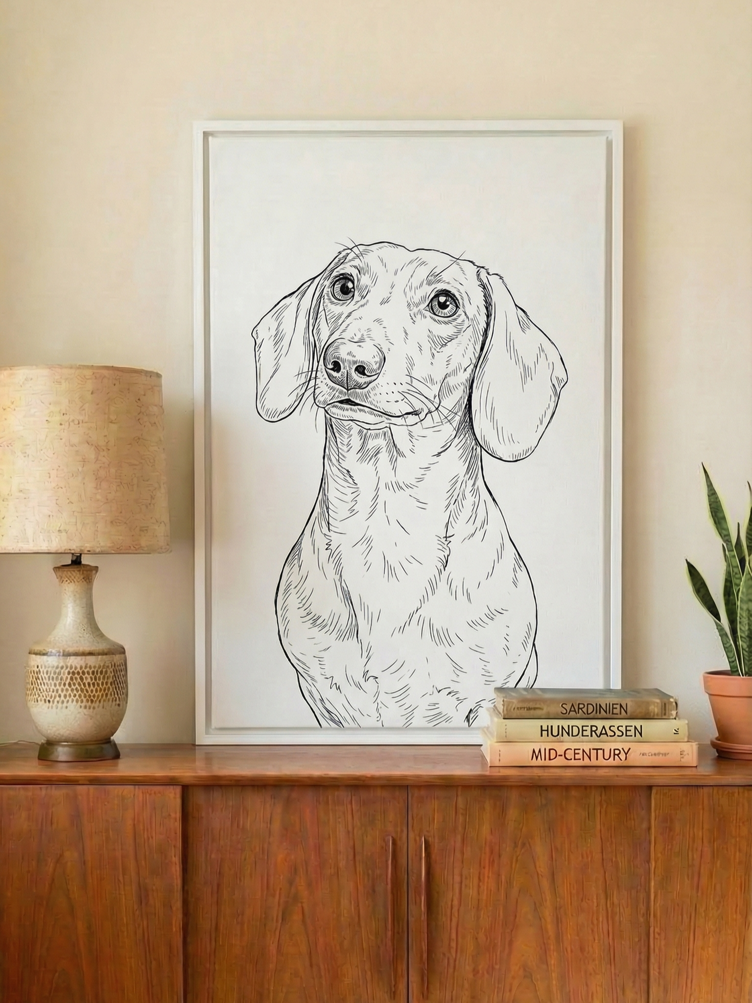 Dein Hund als zeitloses Kunstwerk – Schwarz-Weiß Leinwanddruck Gerahmt