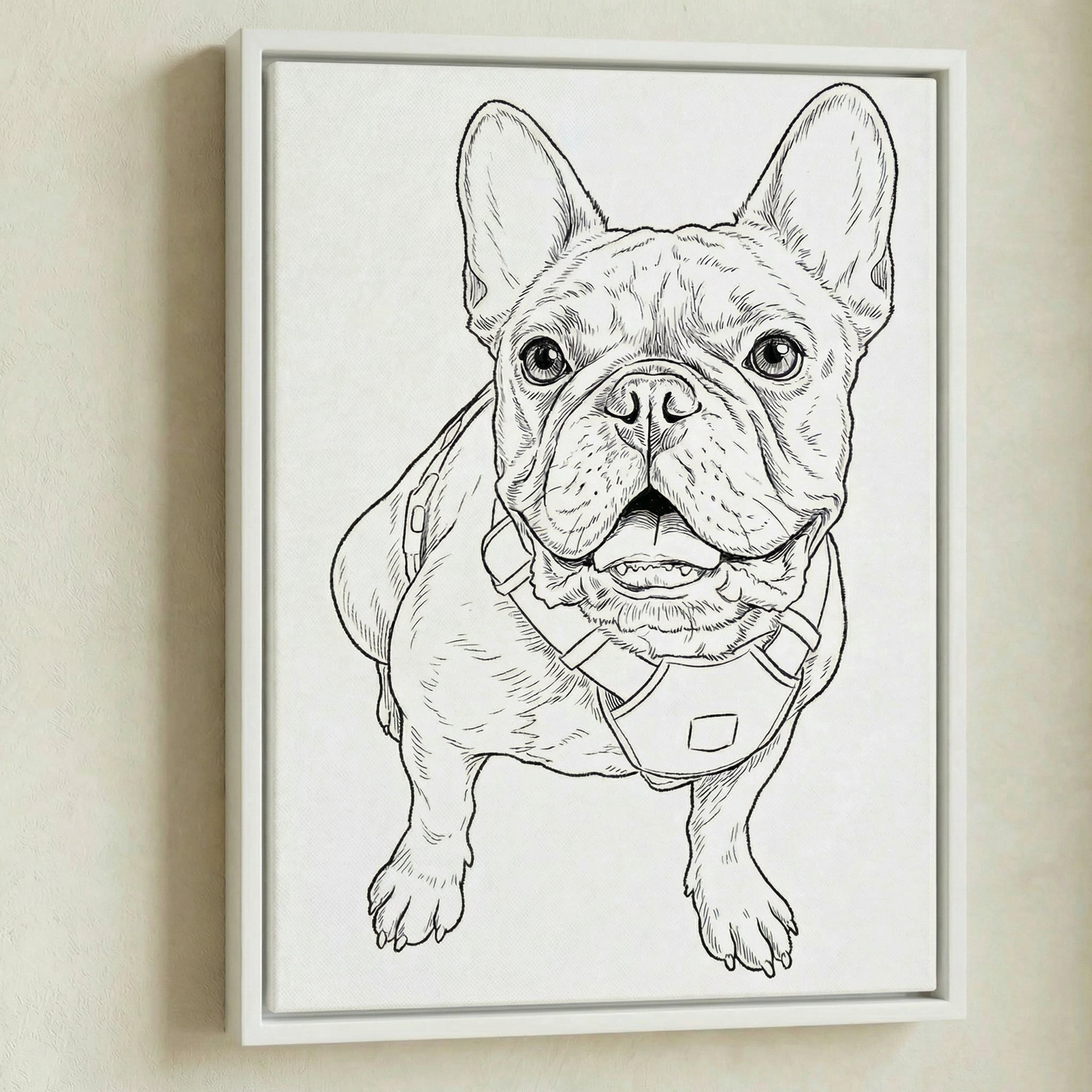 Dein Hund als zeitloses Kunstwerk – Schwarz-Weiß Leinwanddruck Gerahmt